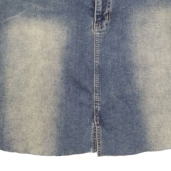Vintage Lazer Jeans Denim Mini Skirt Plus Size XL With Faded Distress Wash - Picture 4 of 7
